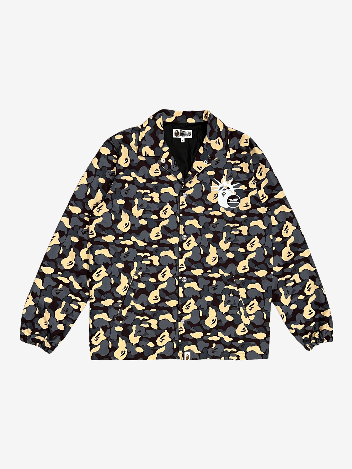 BAPE Black/Gold 2024 NYC Madison Store Exclusive Camo Coach Jacket