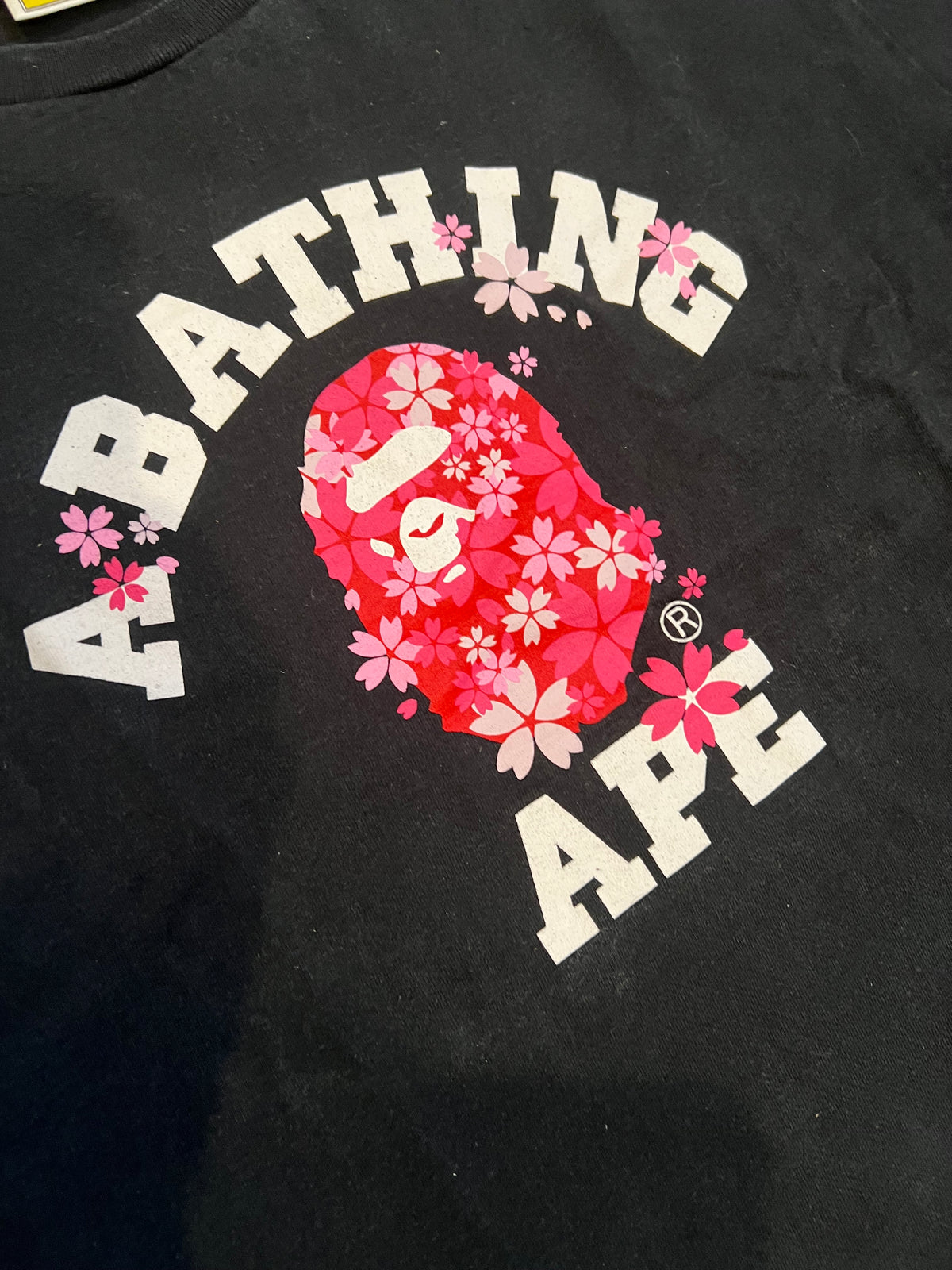 BAPE Black Pink Flower College Logo T-Shirt 3