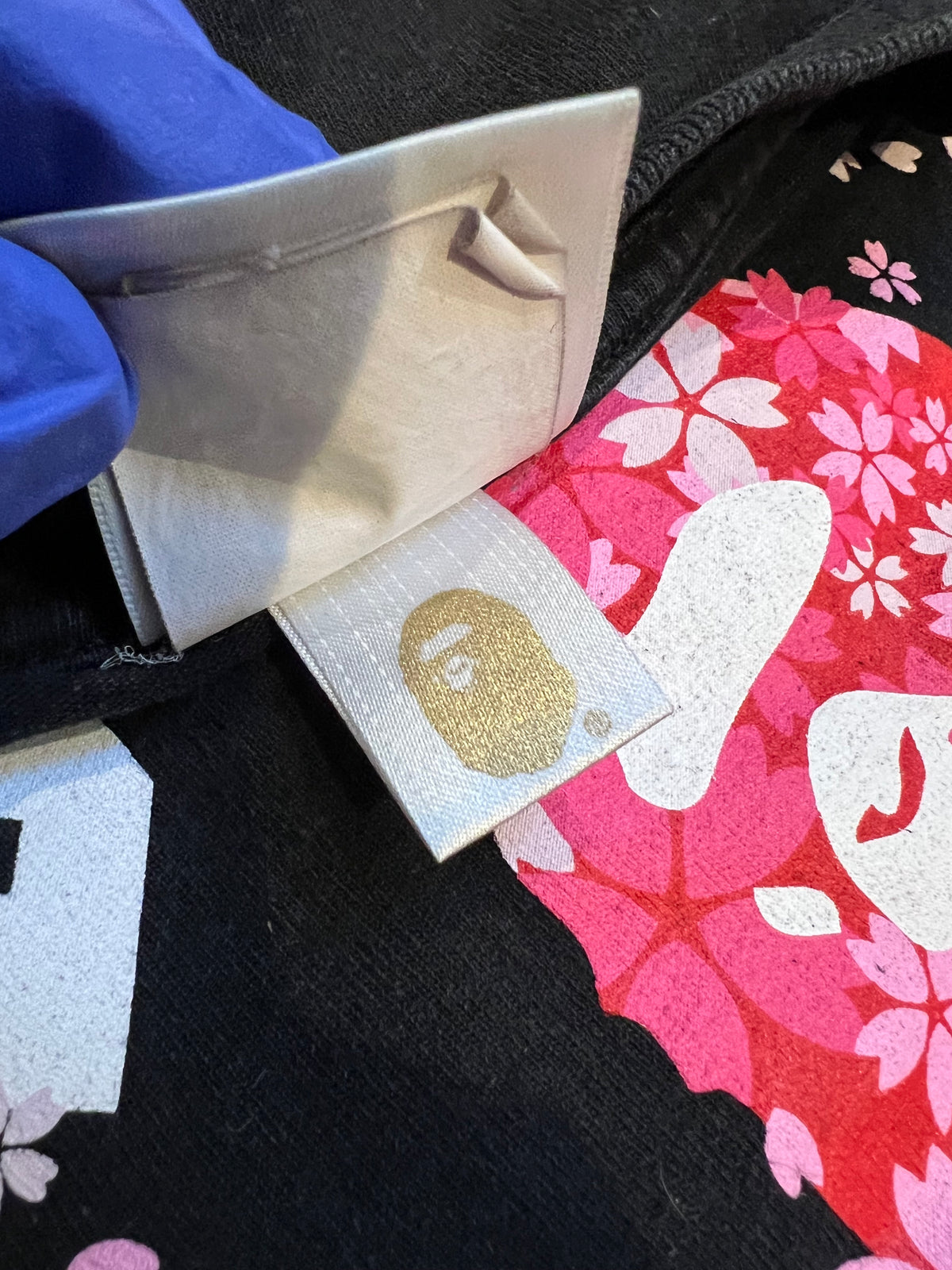 BAPE Black Pink Flower College Logo T-Shirt 7