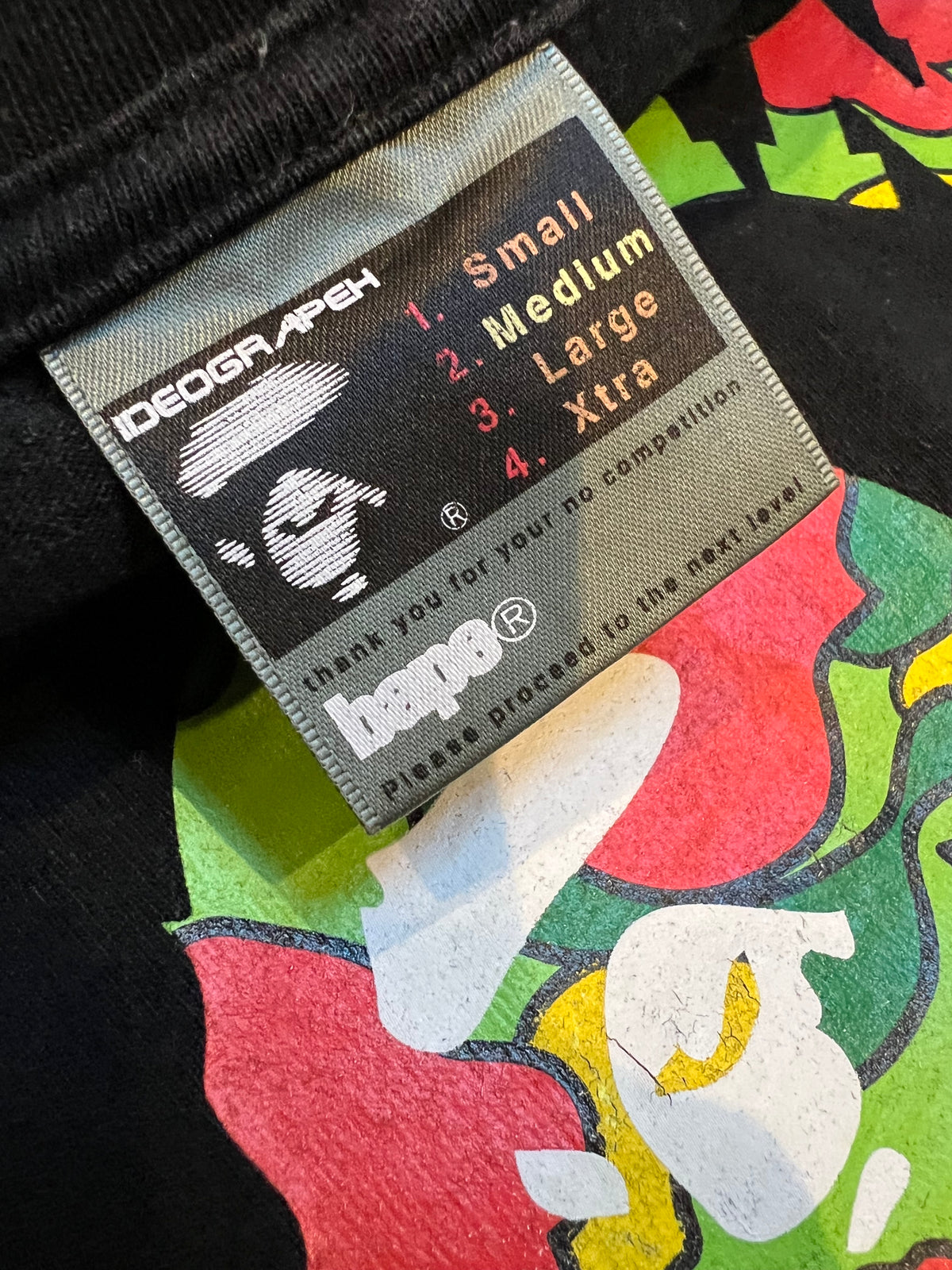 BAPE Black Psyche Camo Ape Head College Logo T-Shirt 4