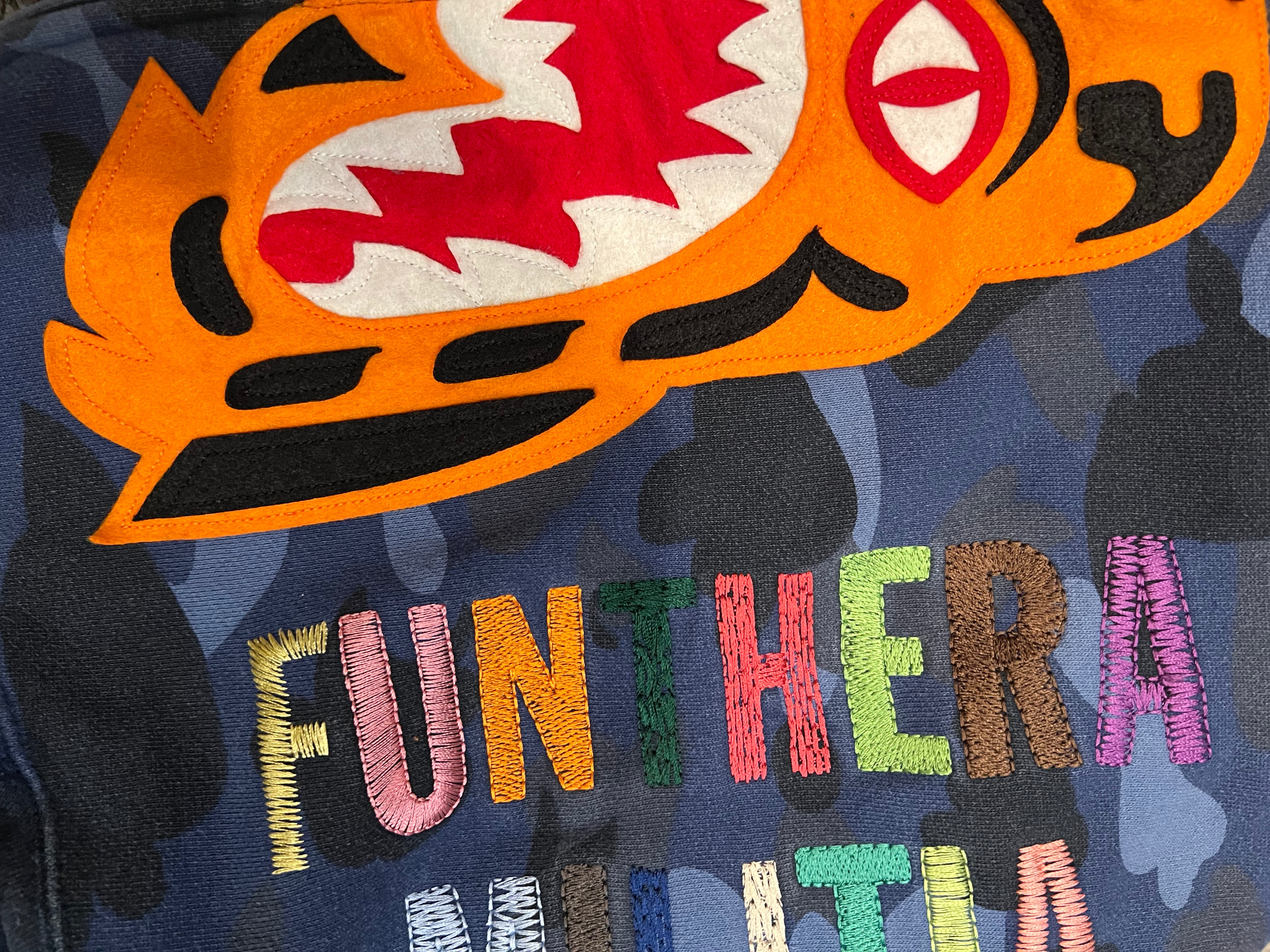 BAPE Blue Camo Tiger Shark Full Zip Up Shark Hoodie 14