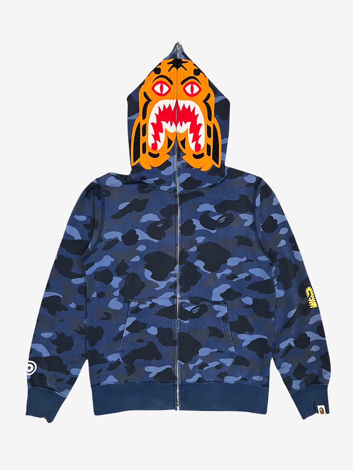 BAPE Blue Camo Tiger Shark Full Zip Up Shark Hoodie