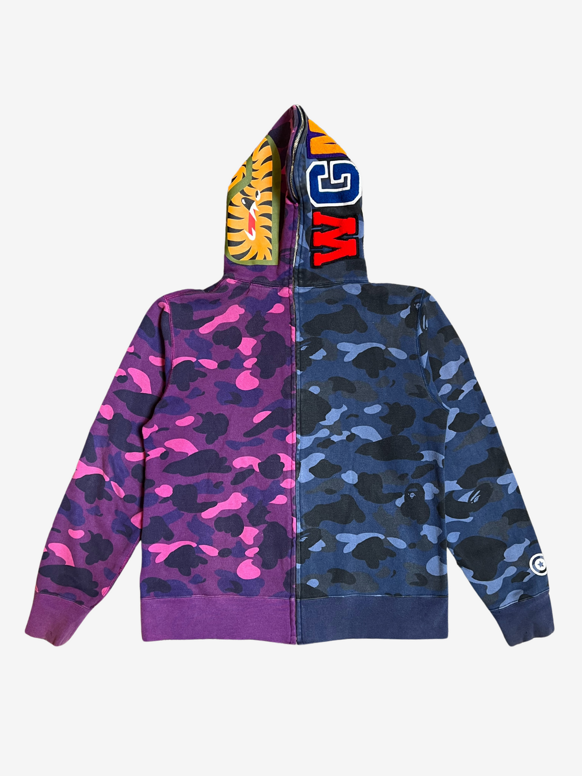 BAPE Blue/Purple Split Camo Full Zip Up Shark Hoodie 2