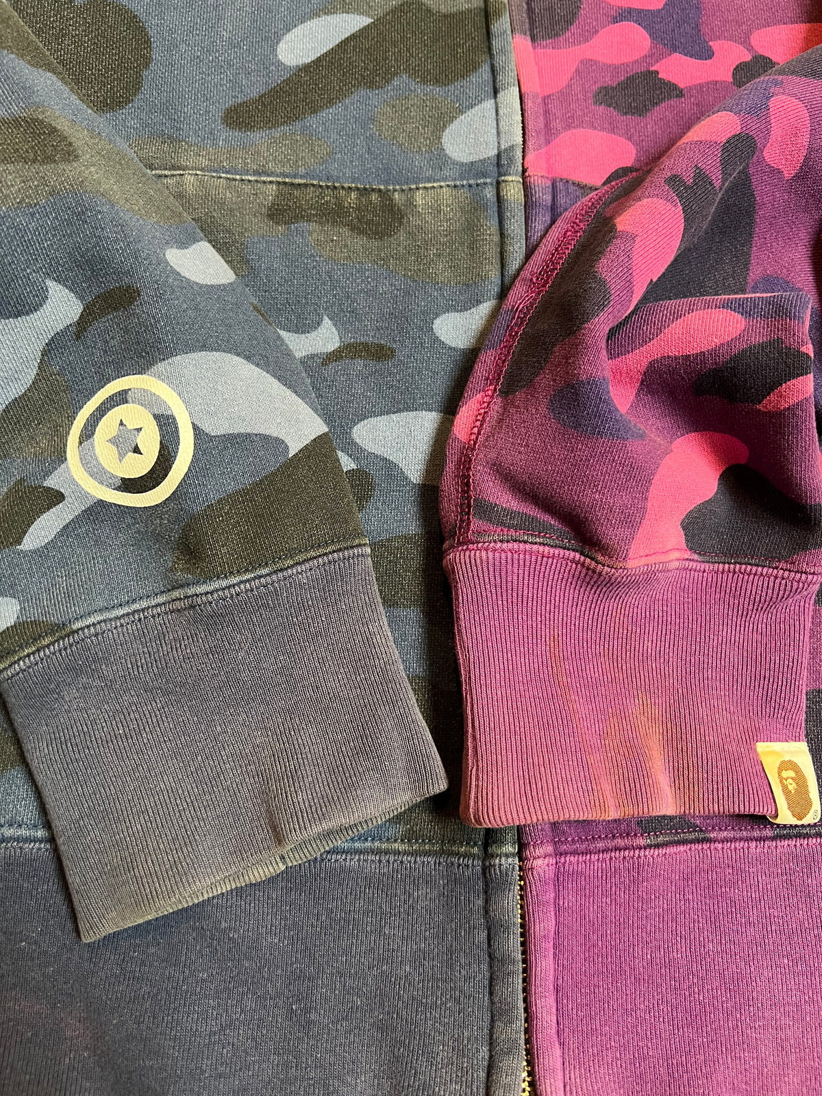 BAPE Blue/Purple Split Camo Full Zip Up Shark Hoodie 7