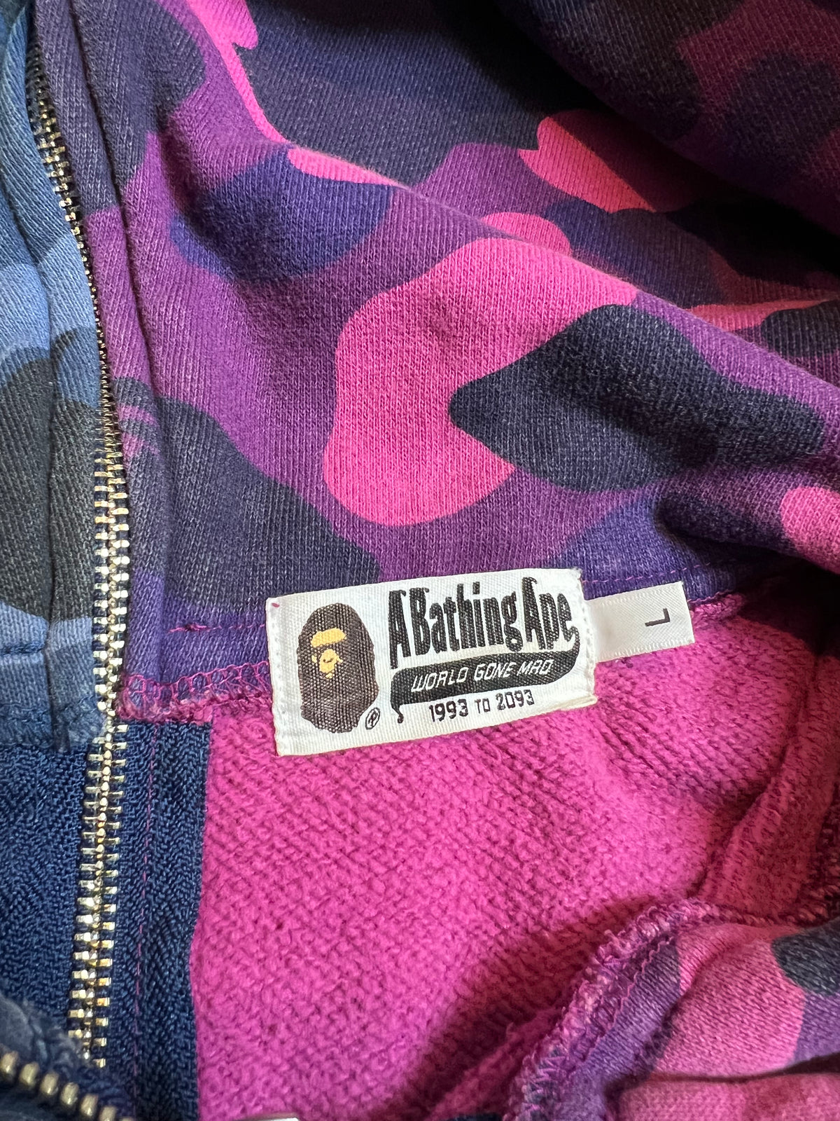 BAPE Blue/Purple Split Camo Full Zip Up Shark Hoodie 8