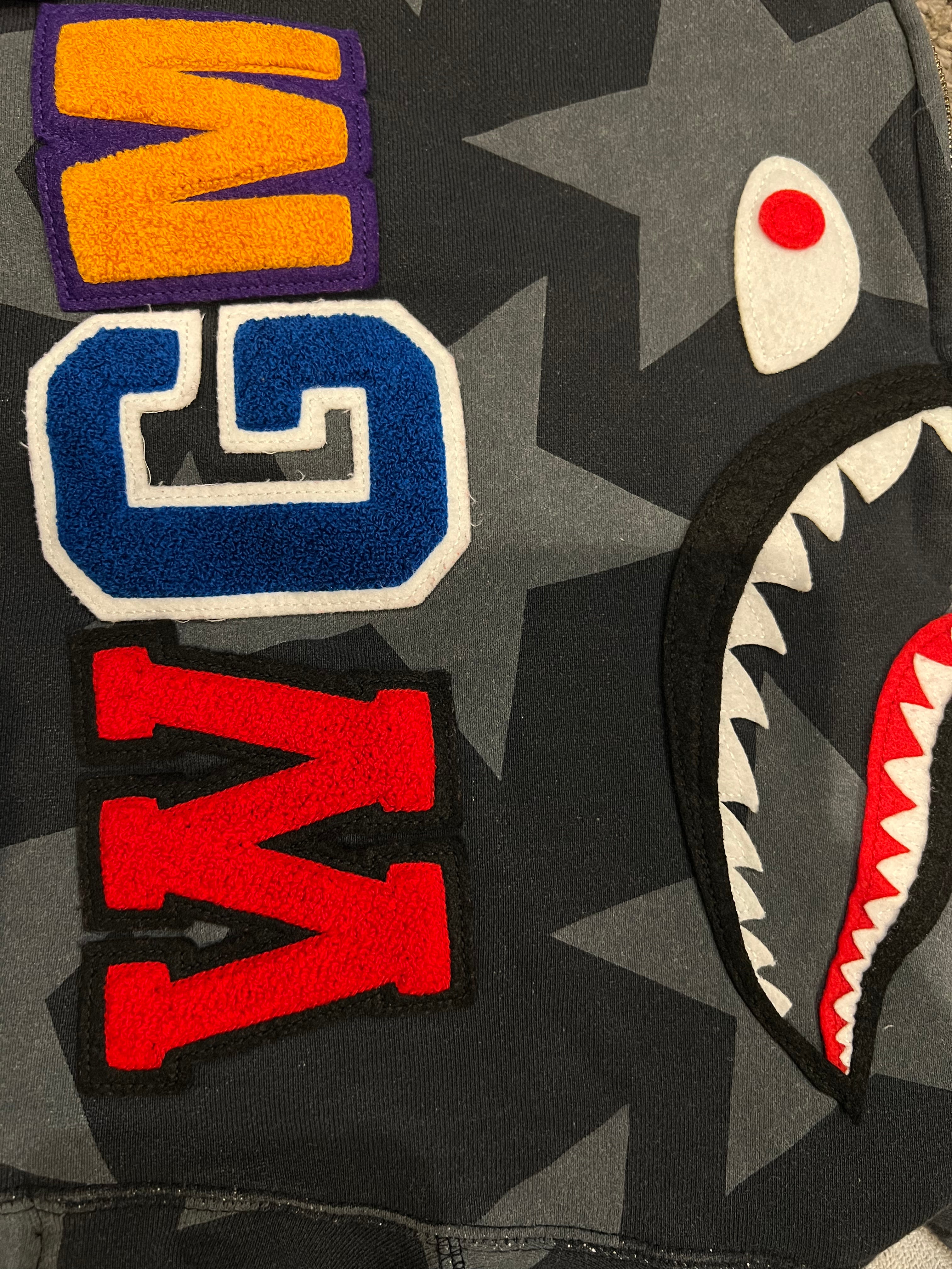 BAPE Blue Sta All Over Star Print Full Zip Up Shark Hoodie 4