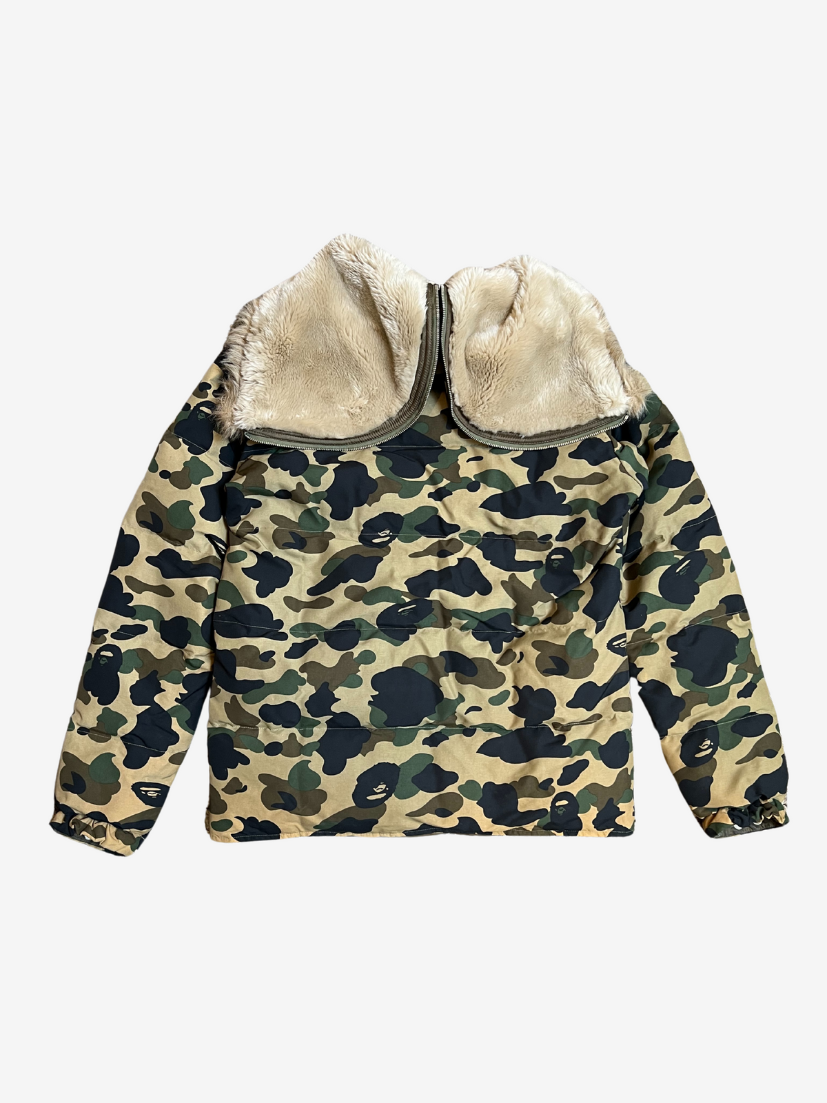 BAPE Green First Camo Fur Down Jacket 3