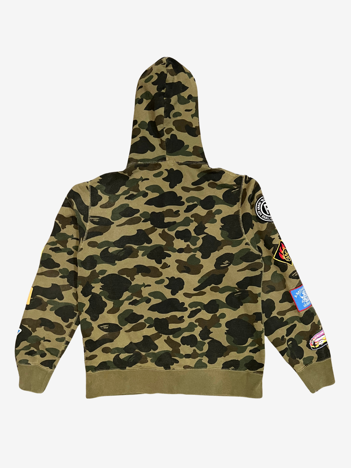 BAPE Green First Camo Patches Full Zip Up Shark Hoodie 2