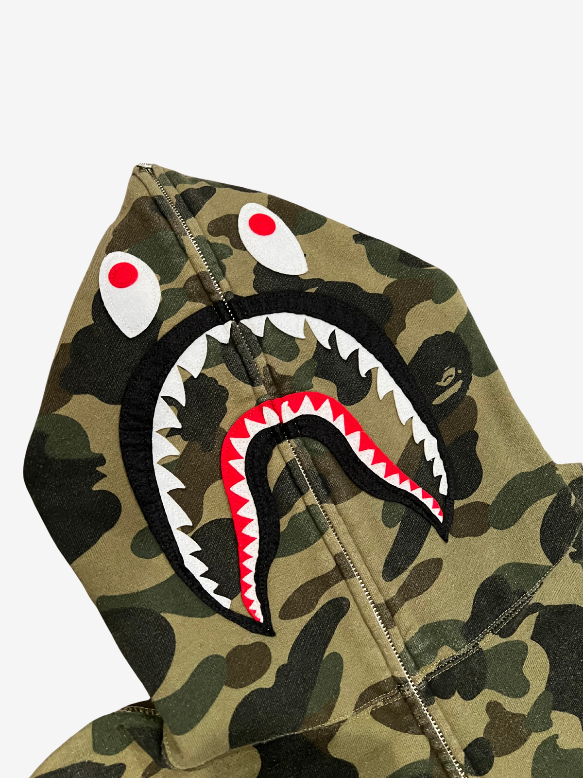 BAPE Green First Camo Patches Full Zip Up Shark Hoodie 4