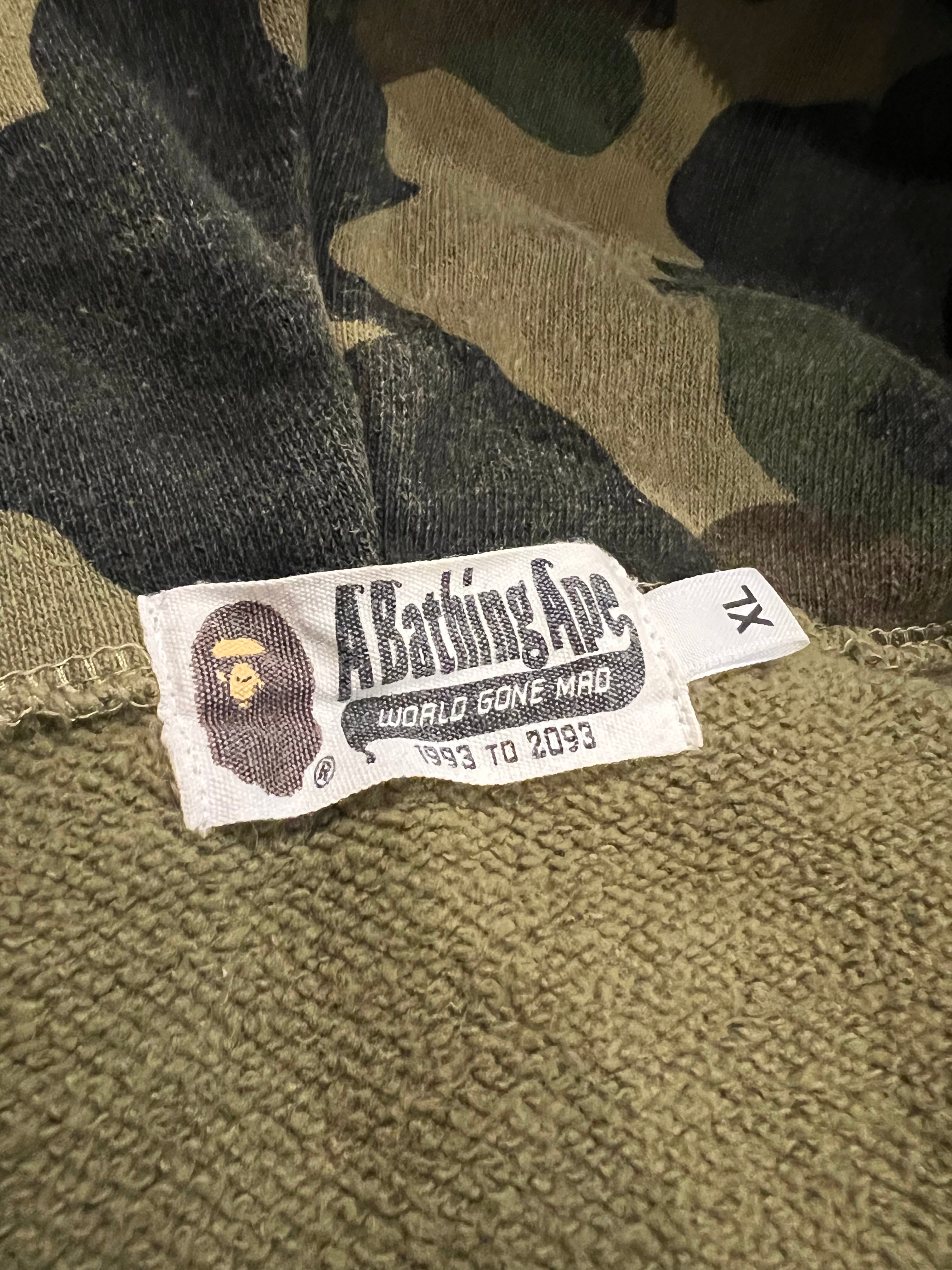 BAPE Green First Camo Patches Full Zip Up Shark Hoodie 8