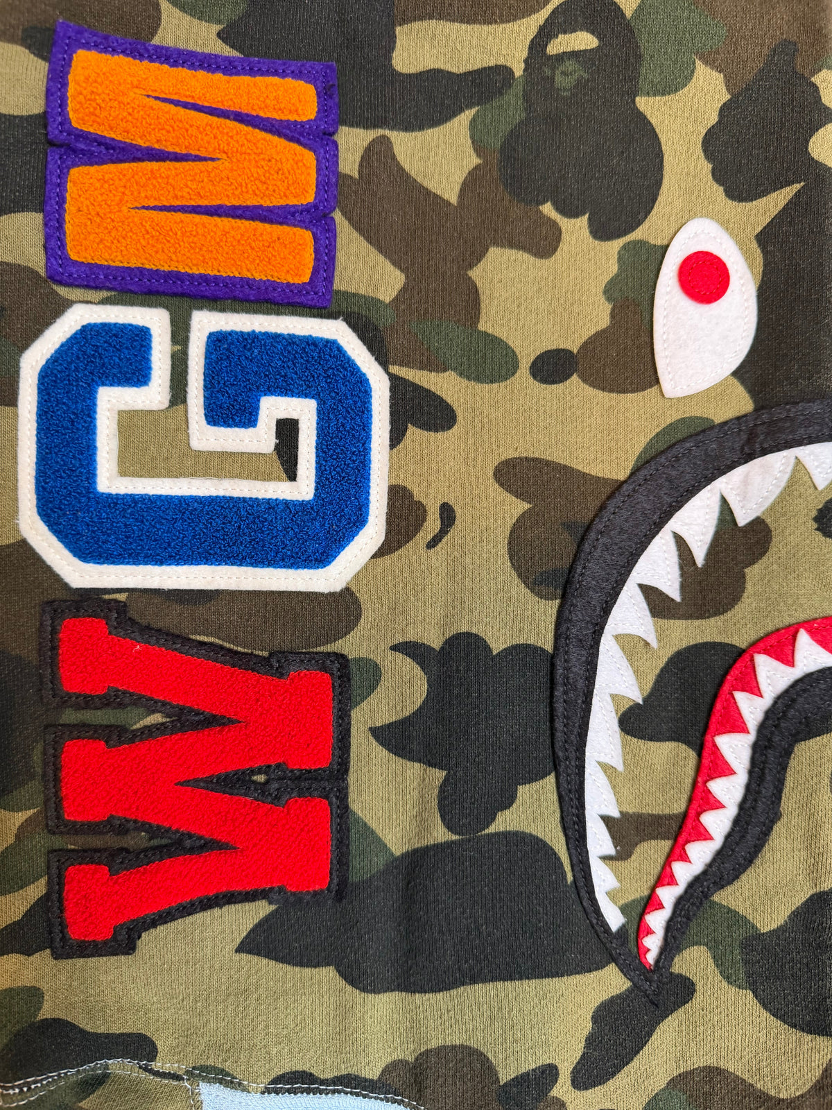 BAPE Light Blue Camo Head And Back Half Zip Up Shark Hoodie 4
