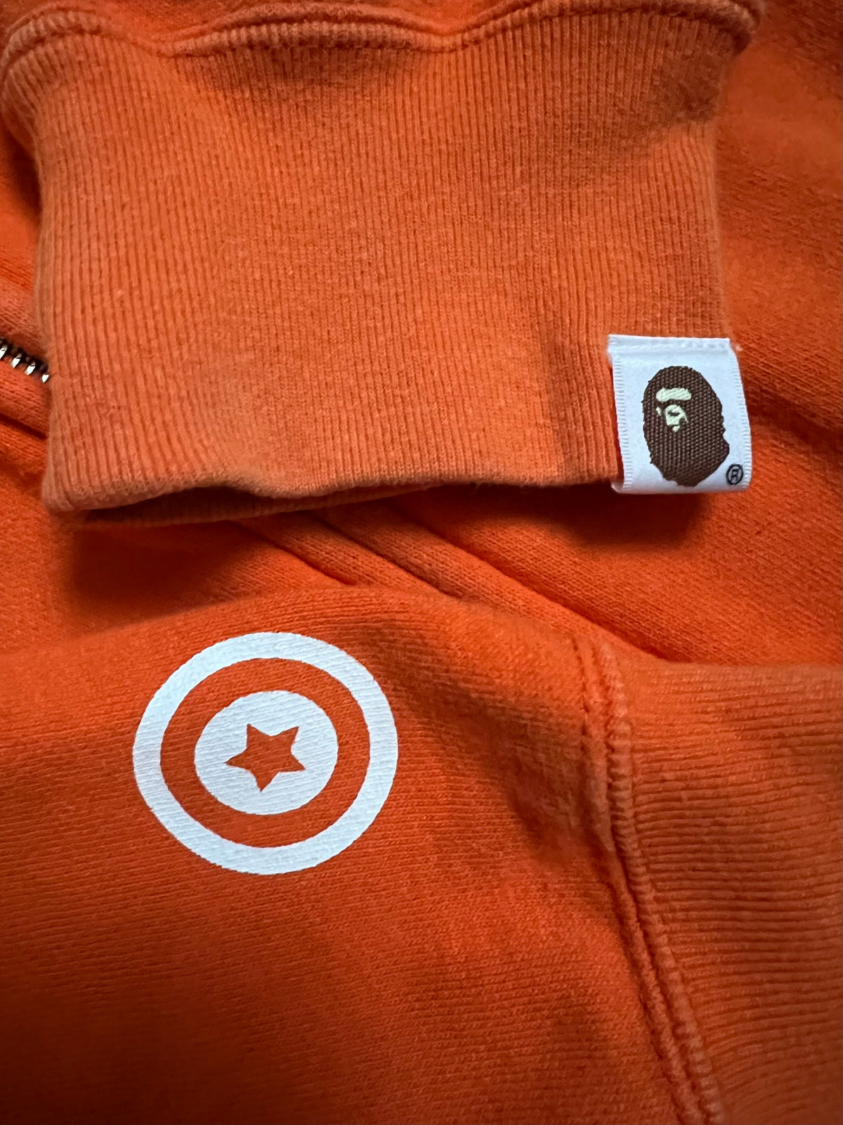 BAPE Orange Half Camo Full Zip Up Tiger Shark Hoodie 9