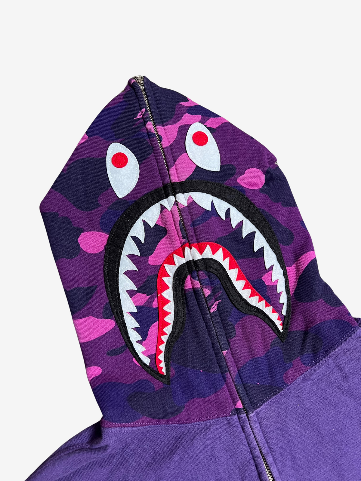 BAPE Purple 2007 Nigo NSF Camo Full Zip Up Shark Hoodie 3