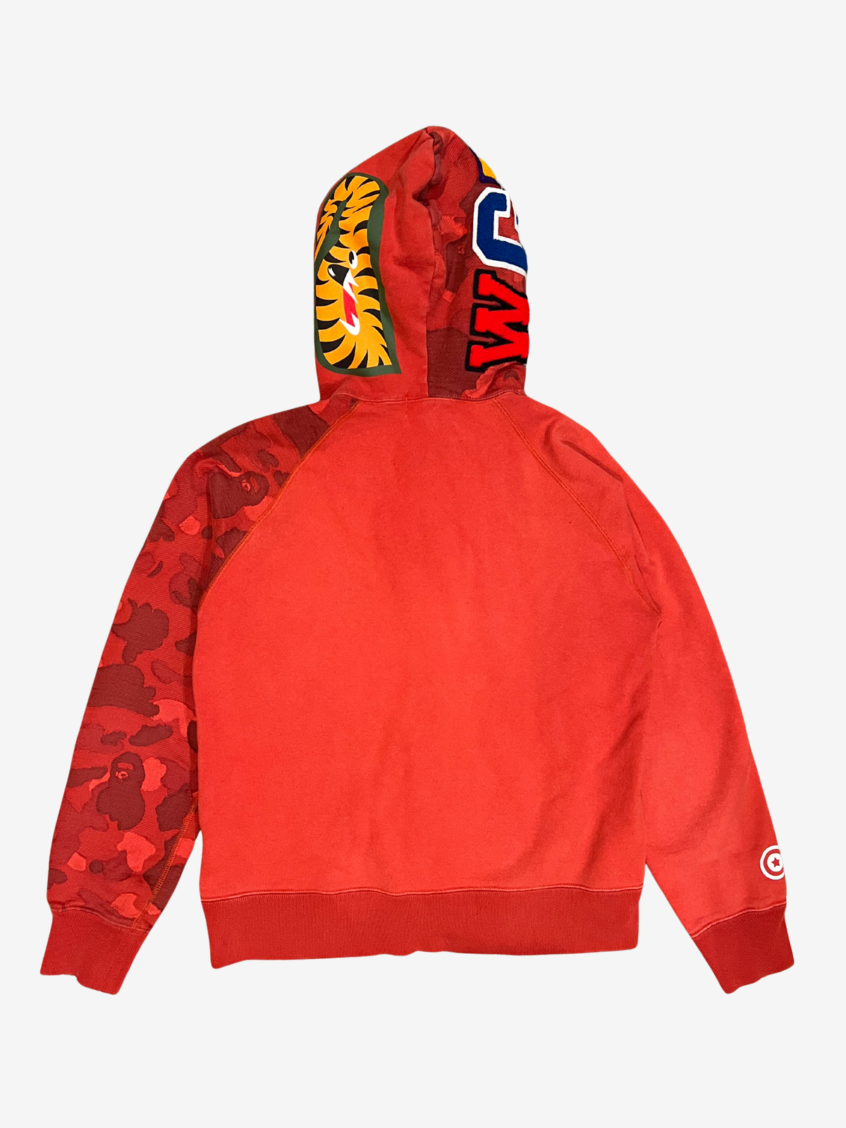 BAPE Red Camo Full Zip Up Shark Hoodie 2