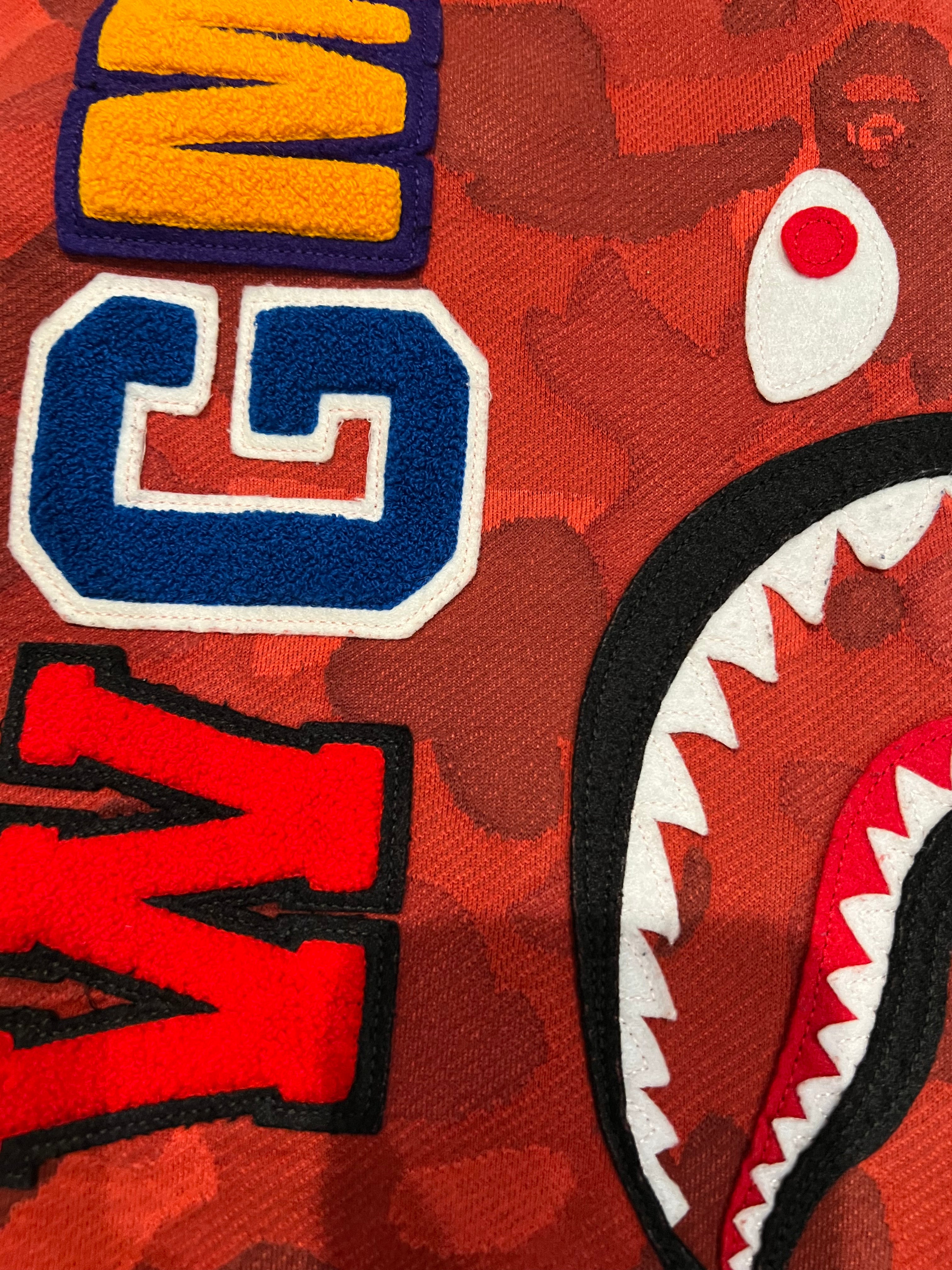 BAPE Red Camo Full Zip Up Shark Hoodie 4