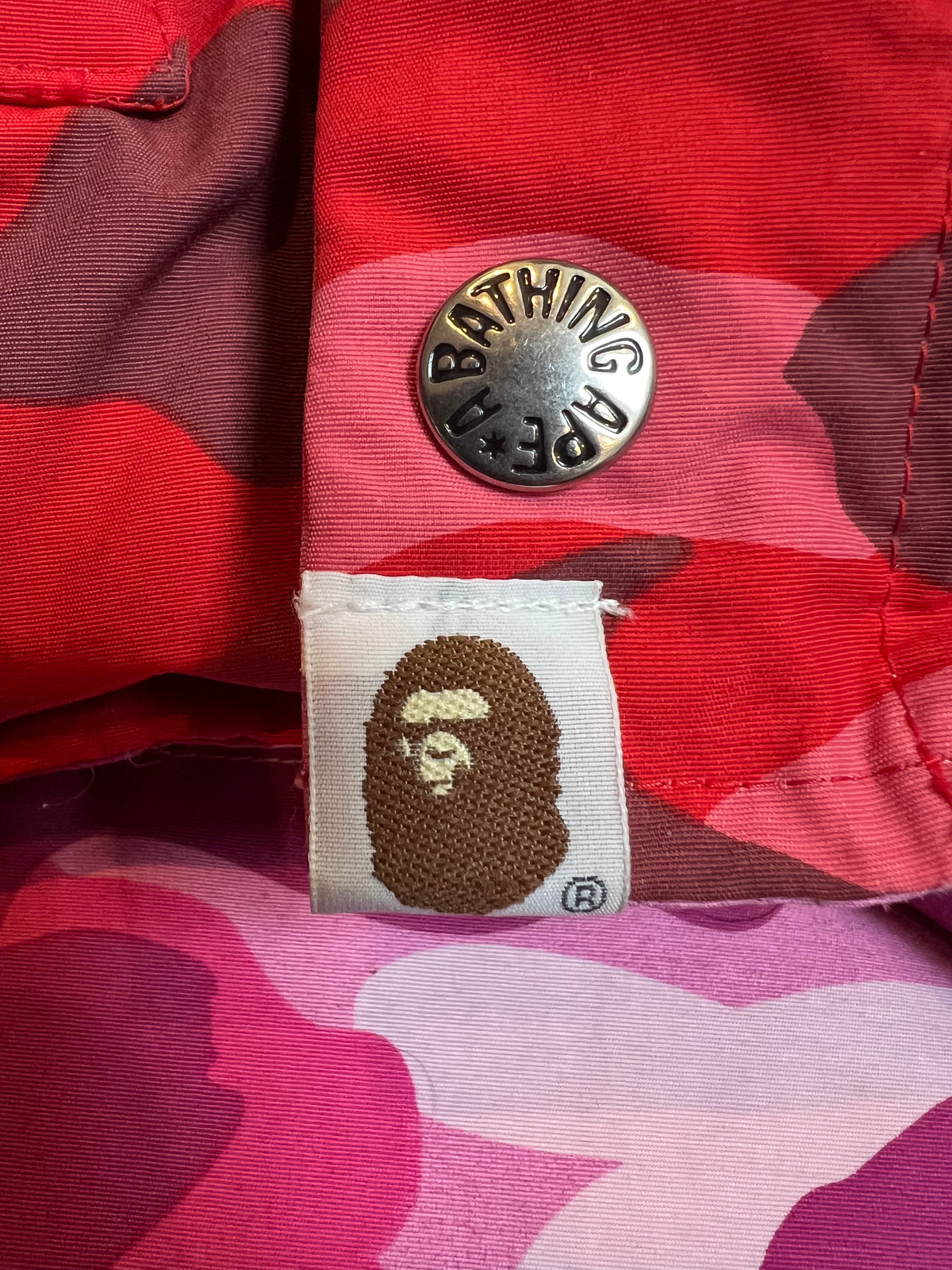 BAPE Red Pink Camo Reversible Down Puffer Jacket 5