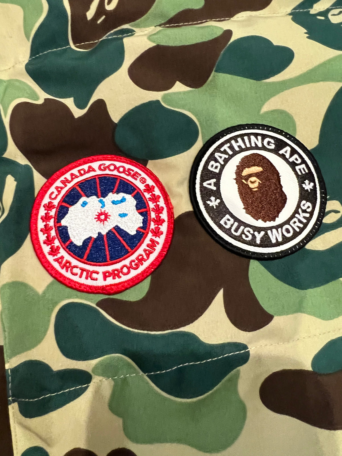 BAPE x Canada Goose Green Camo Puffer Vest 3