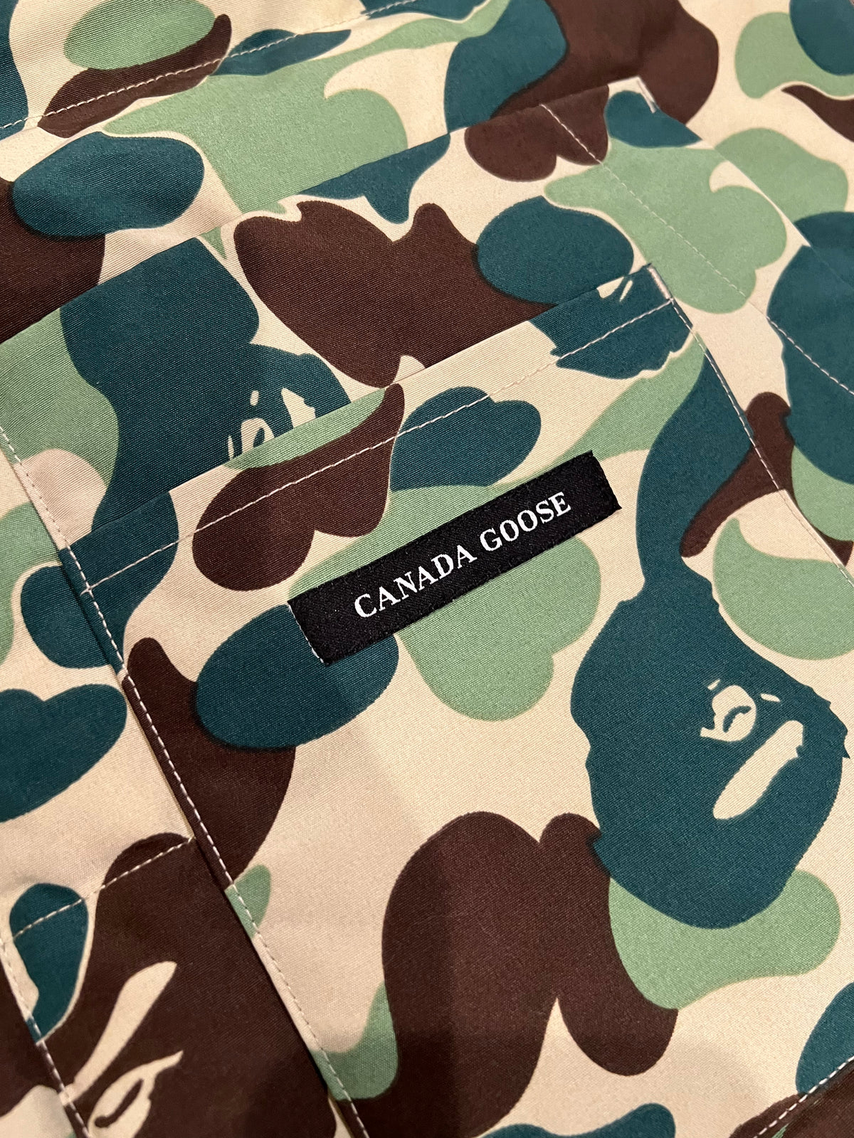 BAPE x Canada Goose Green Camo Puffer Vest 4