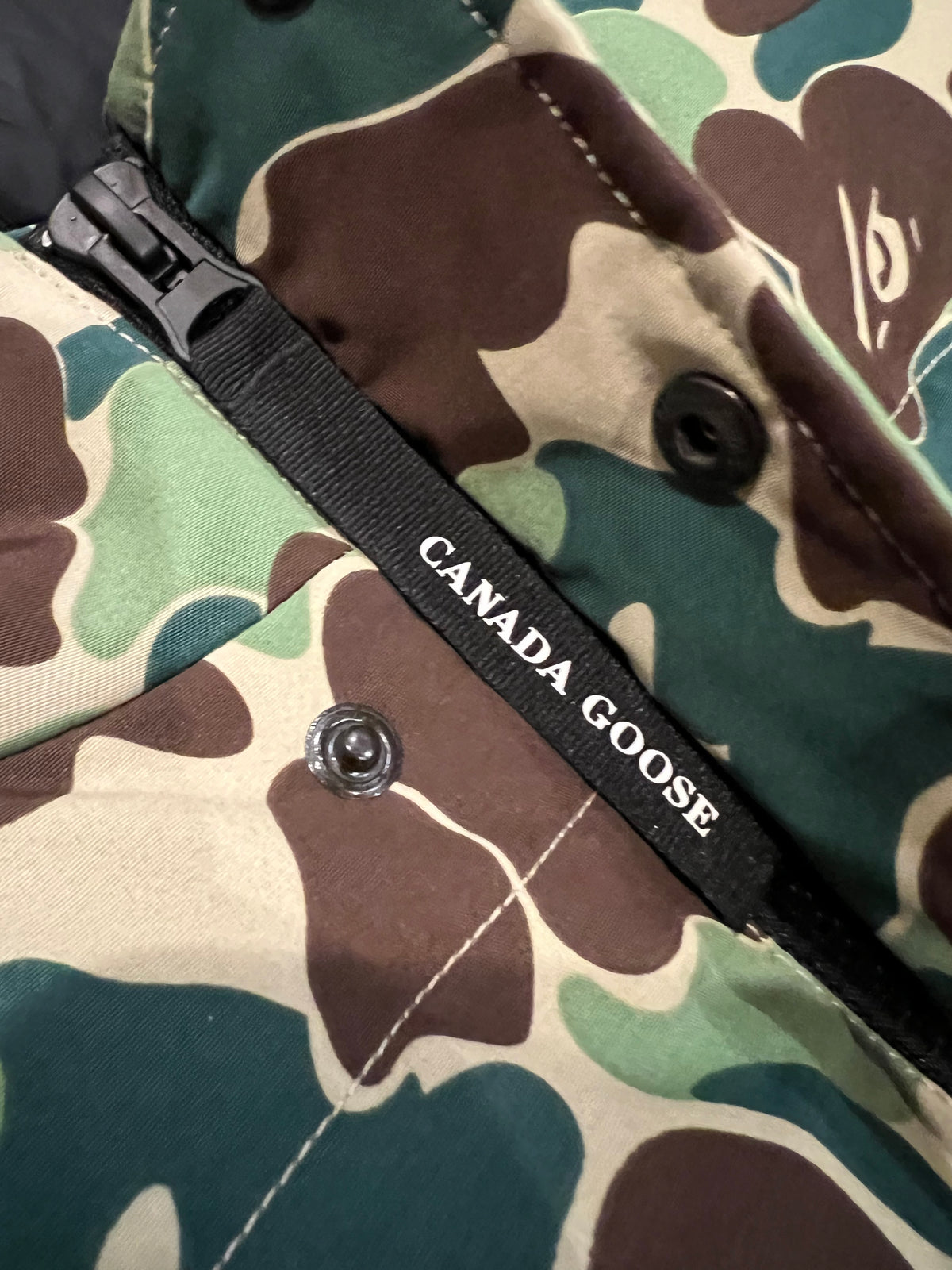 BAPE x Canada Goose Green Camo Puffer Vest 5