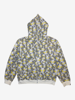x Kaws Gray Skullsta Camo Full Zip Up Hoodie