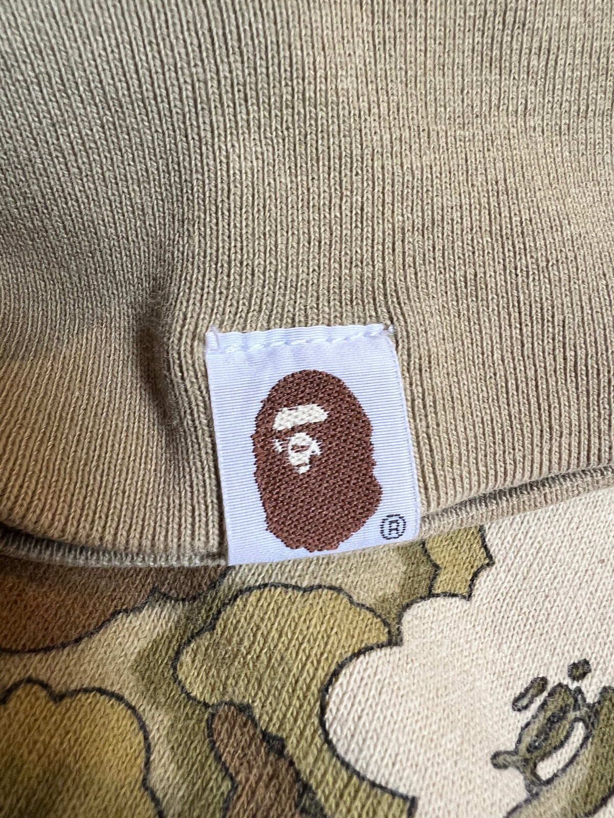 BAPE x Kaws Mustard/Olive Cloud Camo Chomper Reversible Crewneck 10