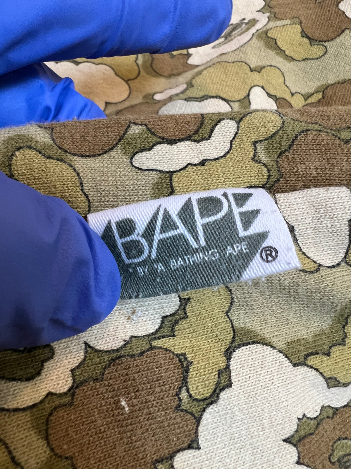 BAPE x Kaws Mustard/Olive Cloud Camo Chomper Reversible Crewneck 11