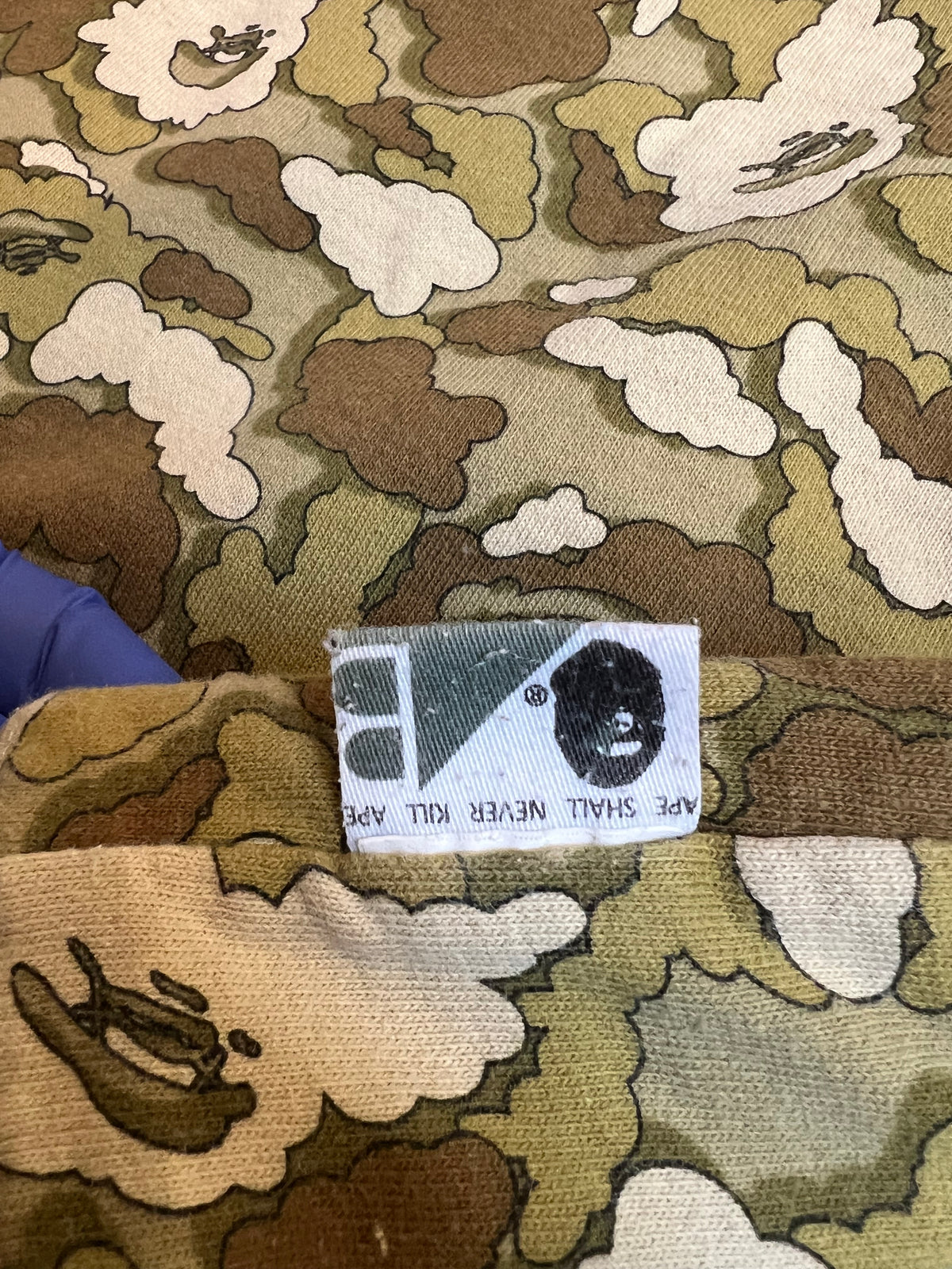BAPE x Kaws Mustard/Olive Cloud Camo Chomper Reversible Crewneck 12