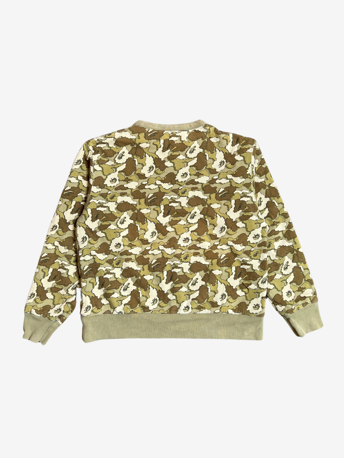 BAPE x Kaws Mustard/Olive Cloud Camo Chomper Reversible Crewneck 4