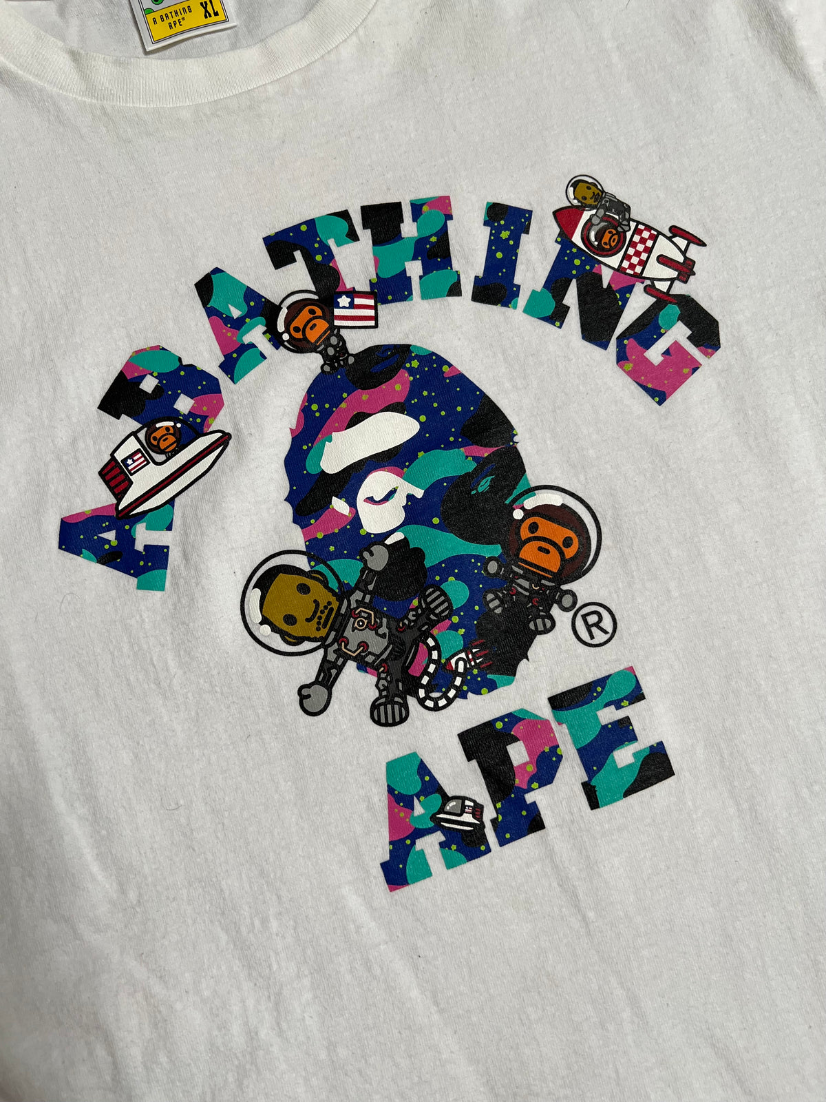 BAPE x Kid Cudi White Moon Man College Logo T-Shirt 3