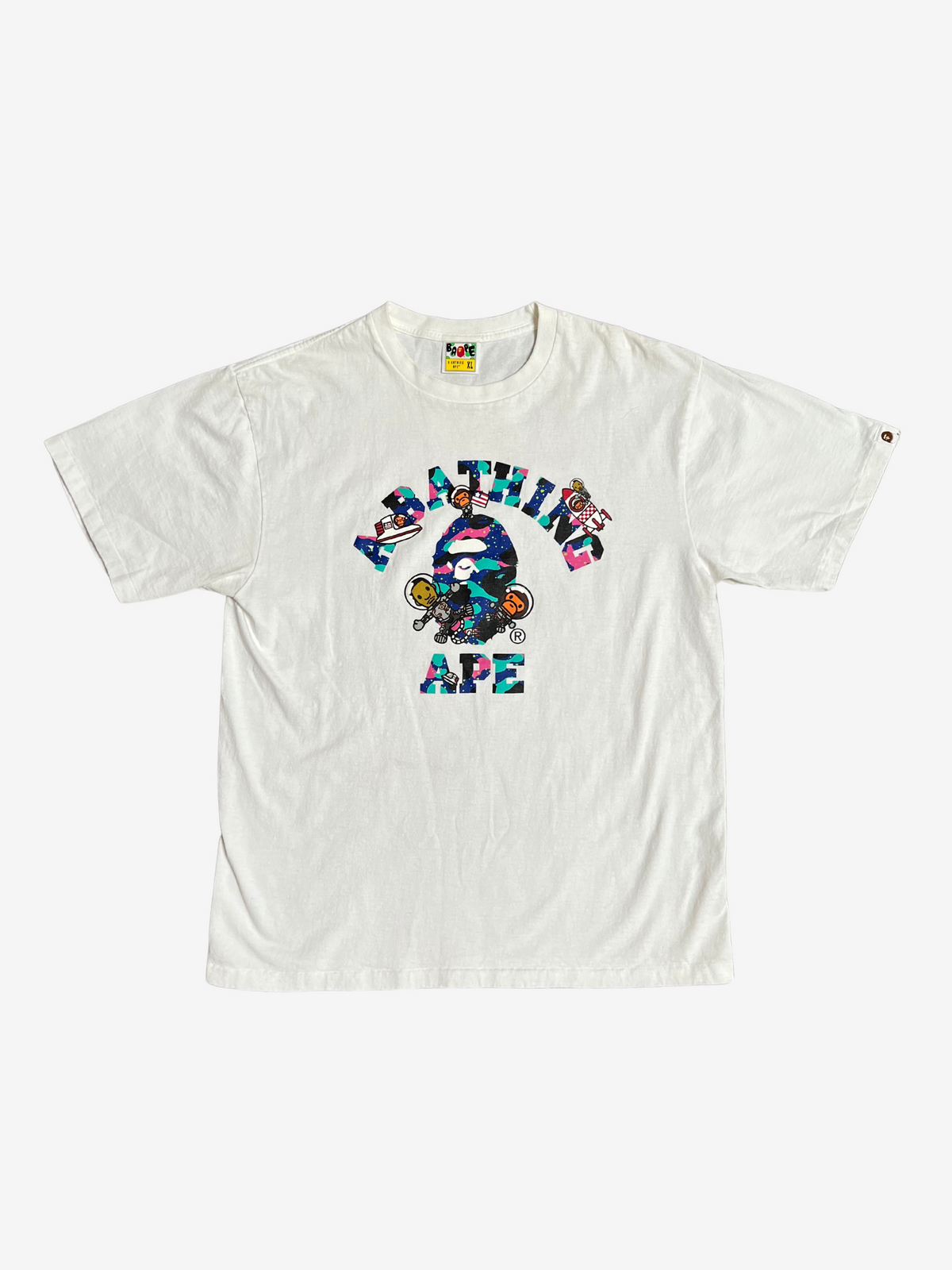 BAPE x Kid Cudi White Moon Man College Logo T-Shirt