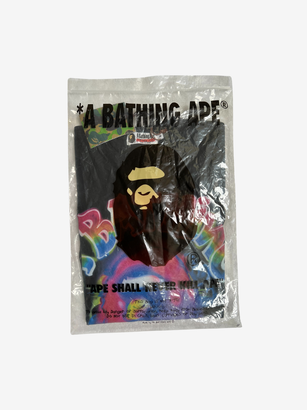 BAPE x READYMADE Black Sprayed College Logo T-Shirt 8