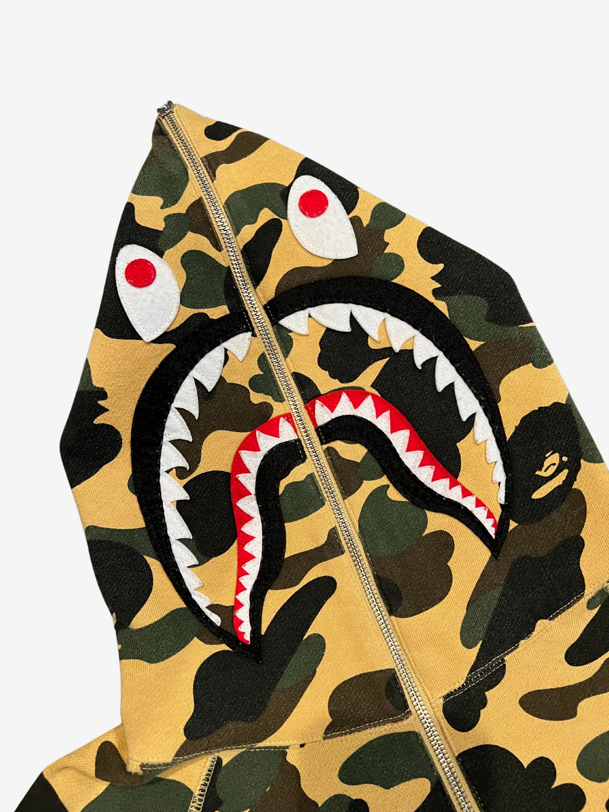 BAPE Yellow 1st Camo PONR Half Zip Up Shark Hoodie 3