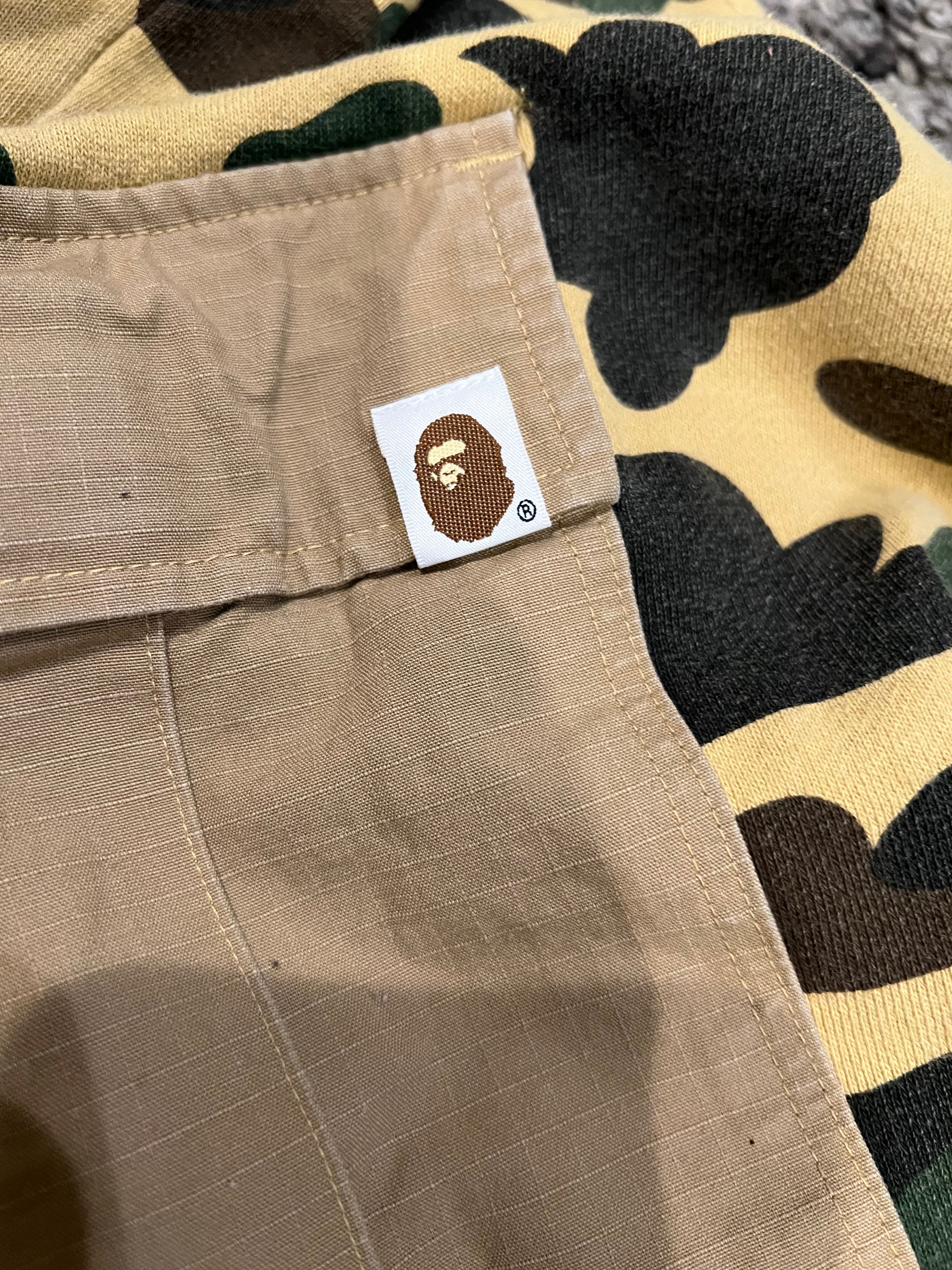 BAPE Yellow First Camo Tiger Shark Cargo Jogger Pants 7
