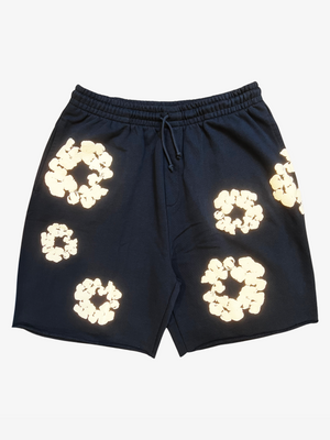 Navy Cotton Wreath Shorts