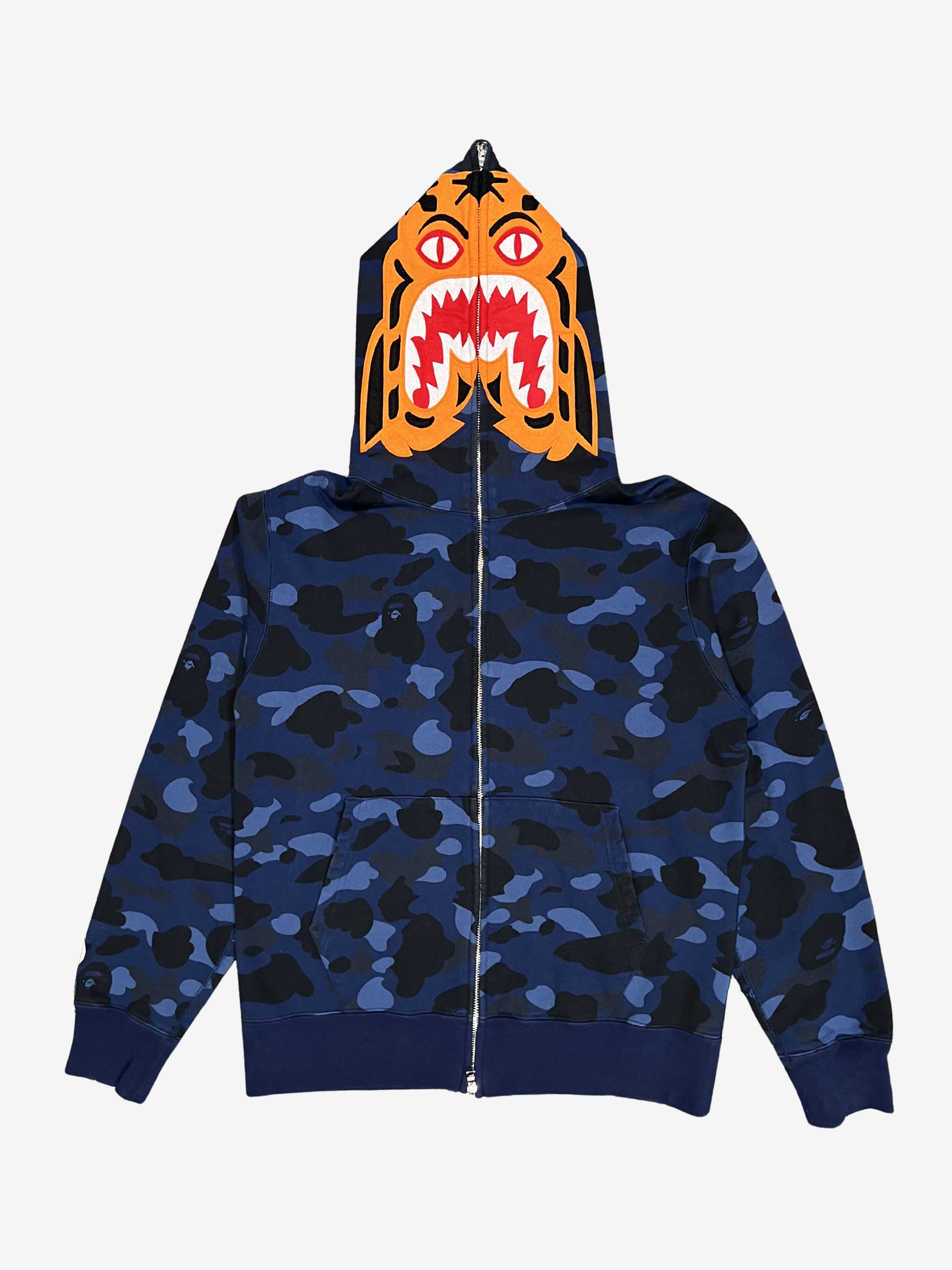 Blue Camo Tiger Shark Full Zip Up Shark Hoodie