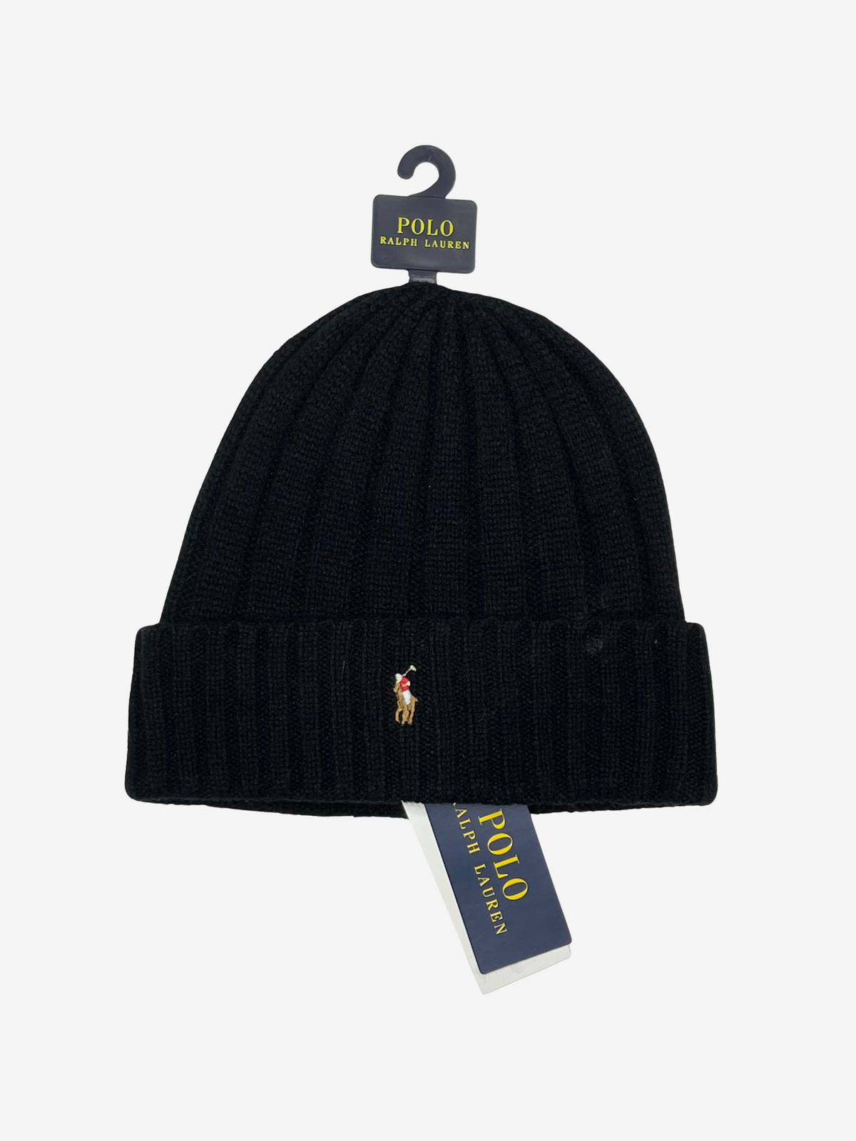 Polo Ralph Lauren Black with Detailed Pony Beanie