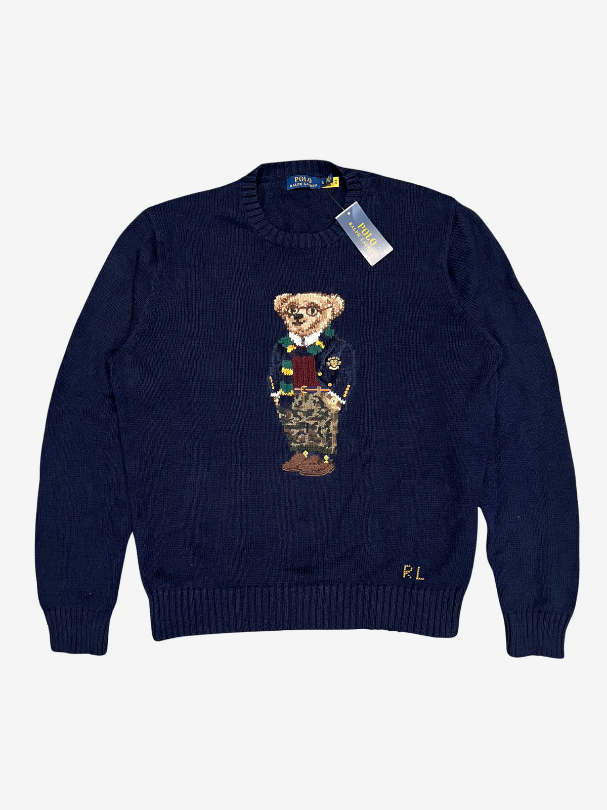 Polo Ralph Lauren Navy Bear Cotton Knit Crewneck