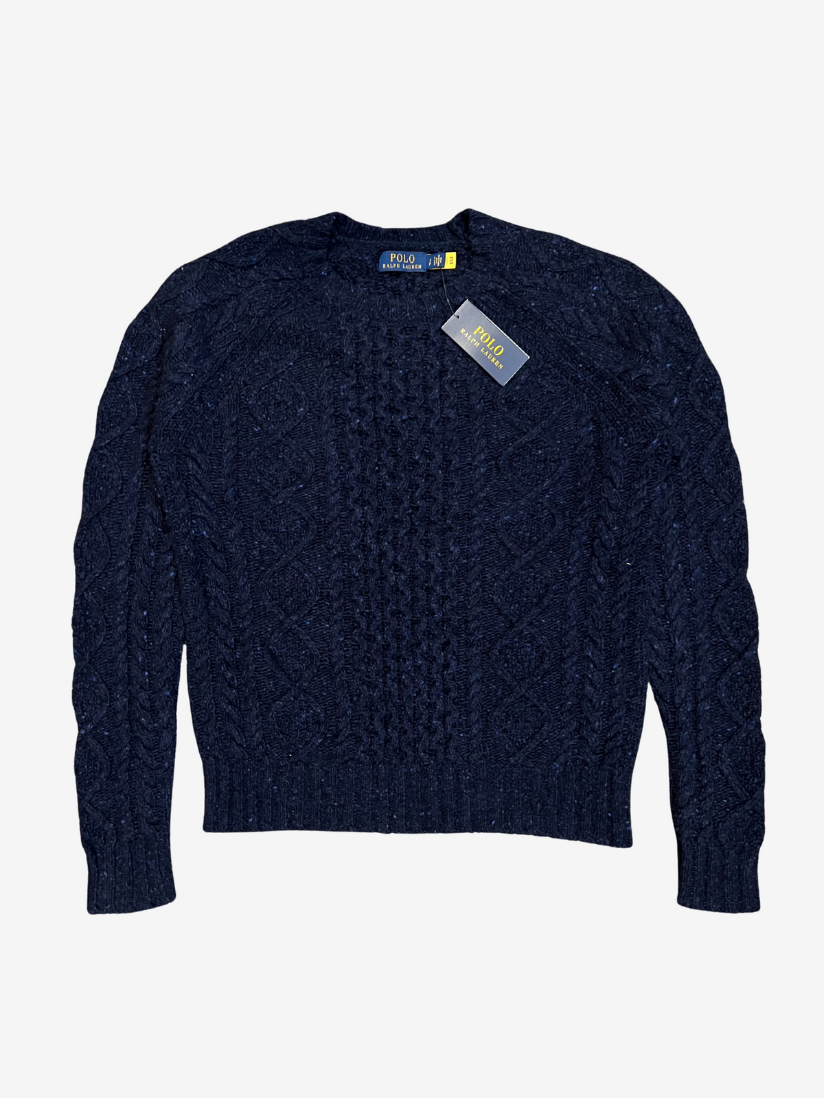 Polo Ralph Lauren Navy Cotton Knit Braided Crewneck