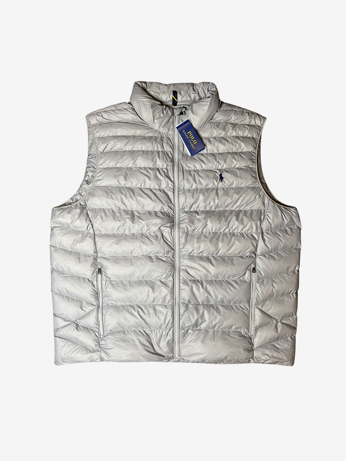 Polo Ralph Lauren Silver Bubble Black Pony Puffer Vest