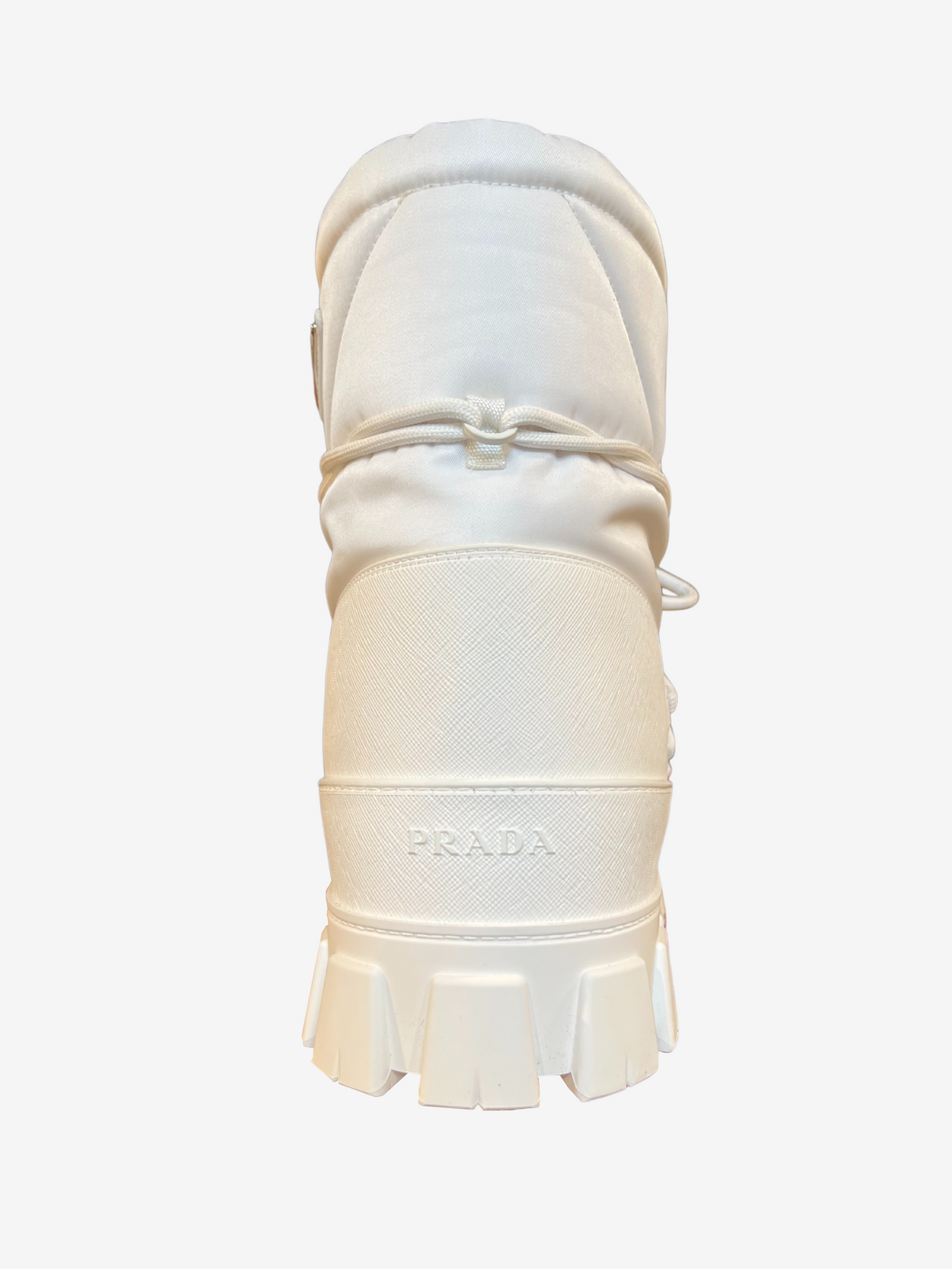 Prada White Triangle Leather Logo Boots 3
