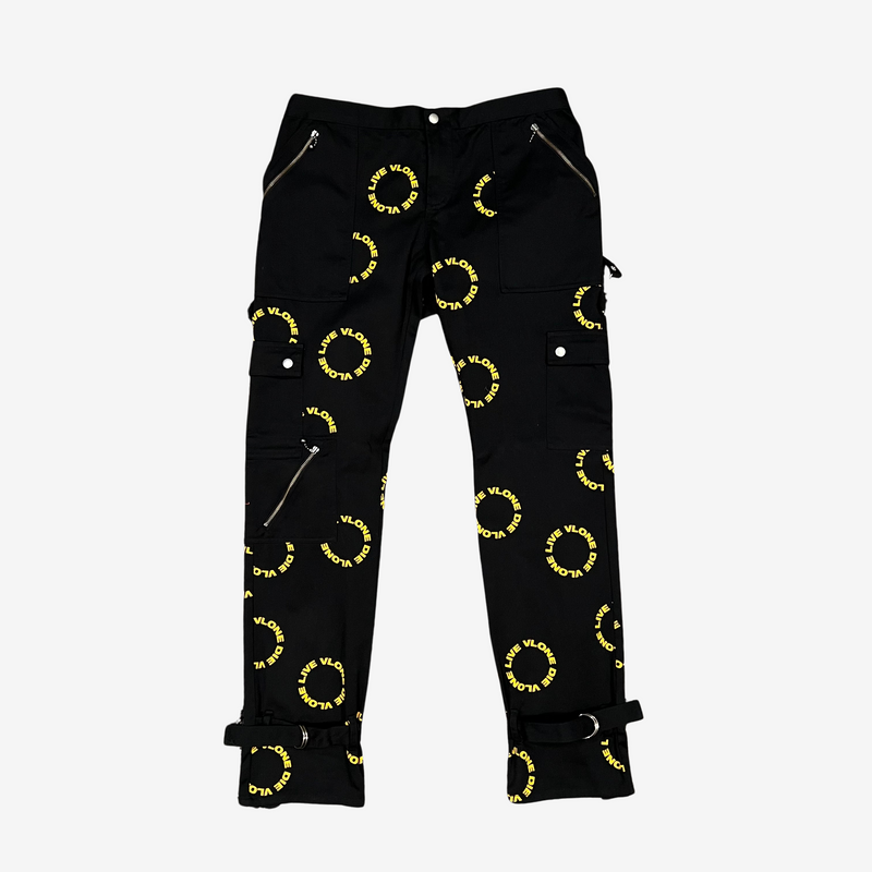 Vlone Black With Yellow Logo Bondage Pants