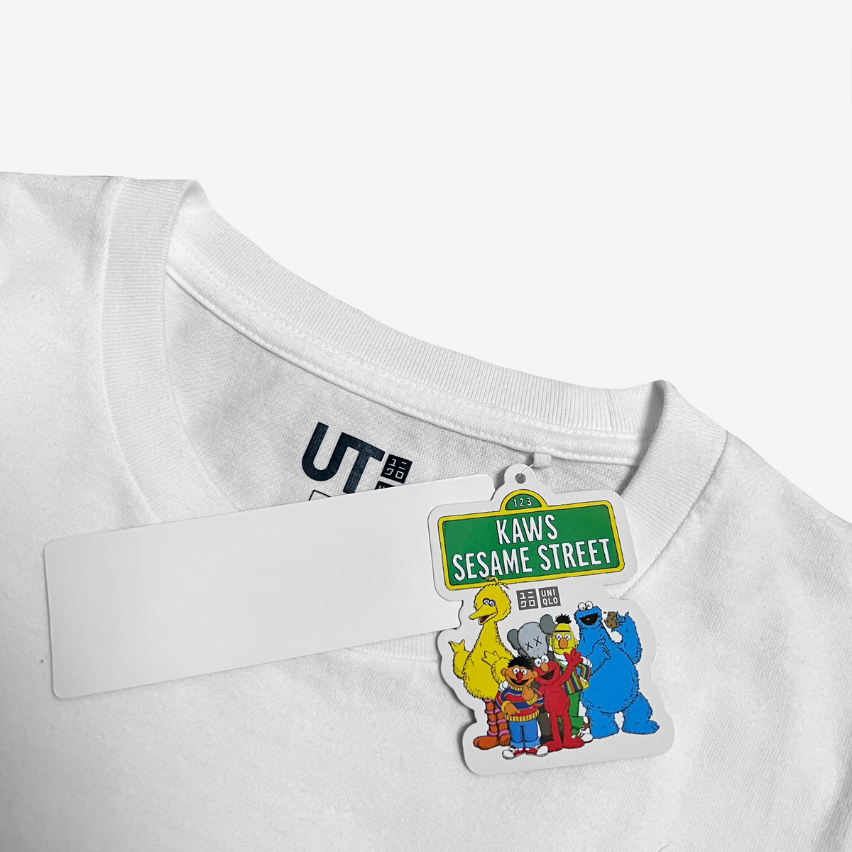 Kaws x Uniqlo x Sesame Street White Companion Trash Can Outline T-Shirt 2